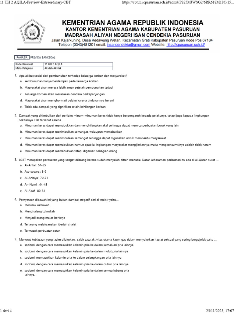 11 UH 2 AQILA Preview Extraordinary CBT | PDF