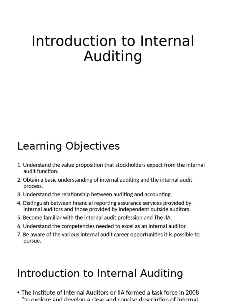 Internal Auditing: Key Concepts & Careers | PDF | Internal Audit | Audit