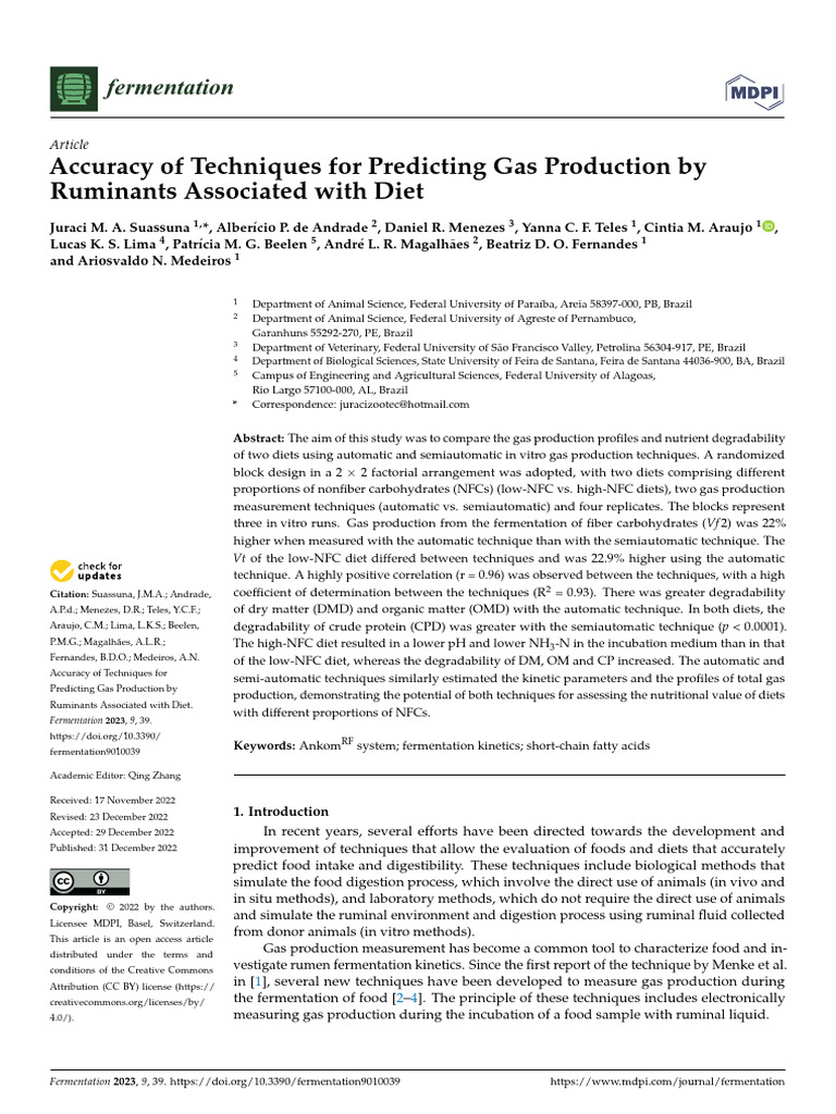Gas Production Techniques in Ruminants | PDF