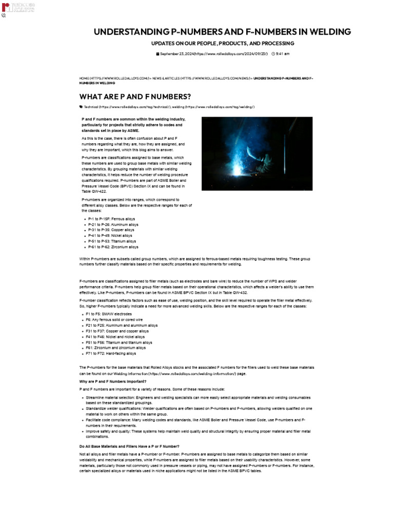 Understanding P-Numbers and F-Numbers in Welding | PDF | Welding ...