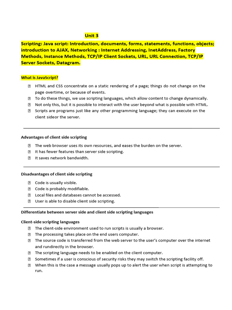 WT Unit 3 | PDF | Ajax (Programming) | Dynamic Web Page