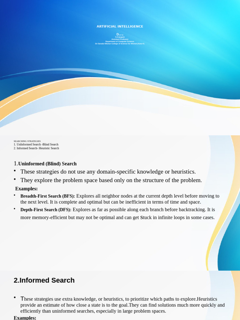 AI Searching Strategies and Knowledge Representation | PDF | Artificial ...