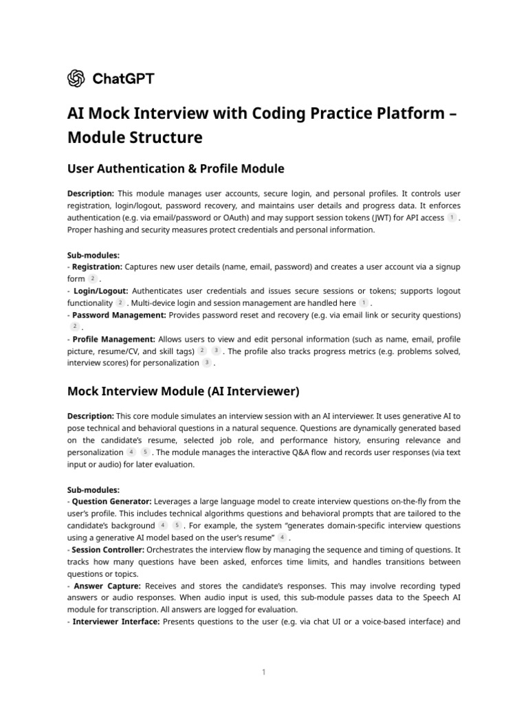AI Interview & Coding Practice Platform | PDF | Password | Speech Synthesis