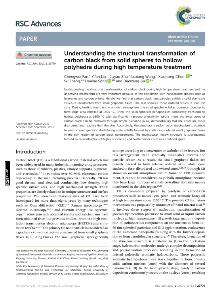 Carbon Black Transformation at High Temperatures | PDF | Graphene ...