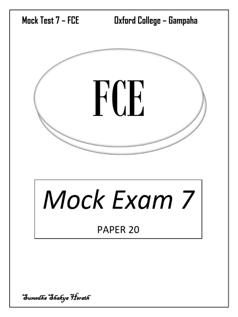 FCE Mock Test 7 - Oxford College | PDF | Tests | Educational Assessment ...