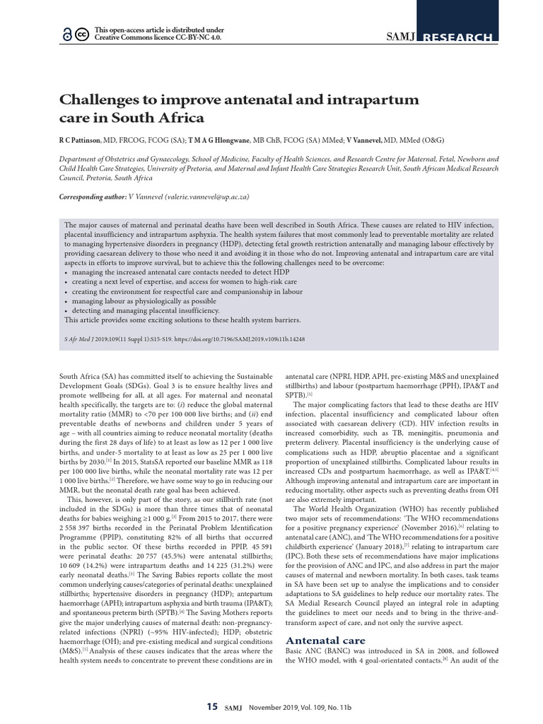 Improving Maternal Health in South Africa | PDF | Childbirth | Maternal ...