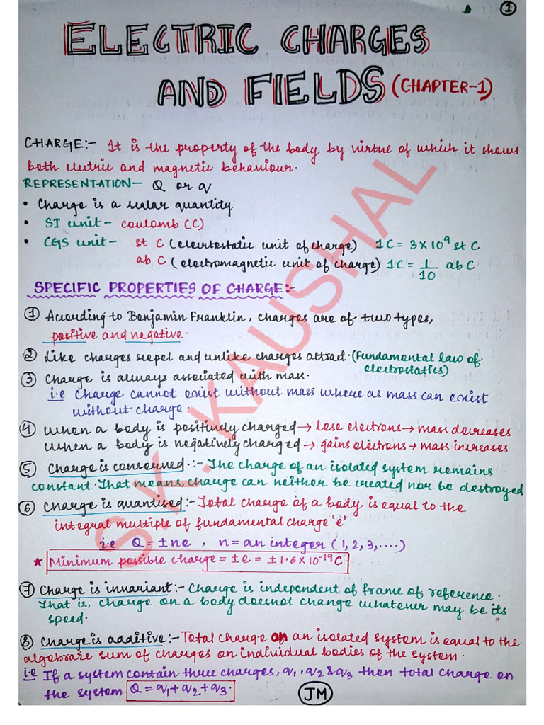 Chapter 1 Electric Charges and Fields | PDF