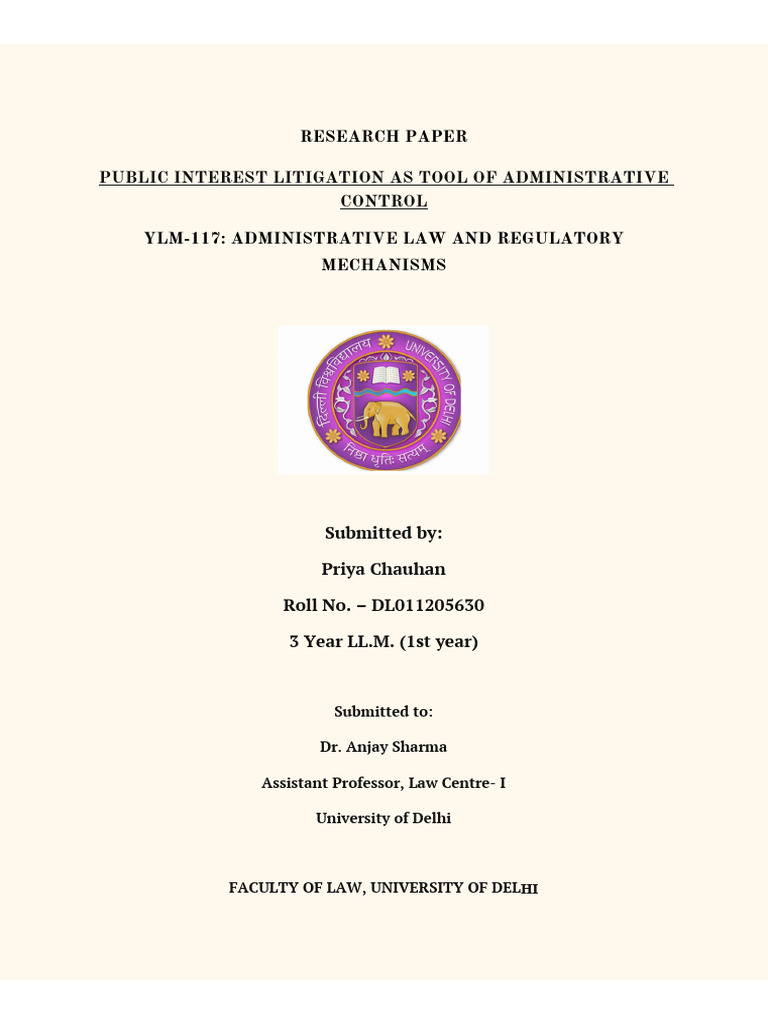 Priya Chauhan LLM 3 Year (1st Year) Administrative Law Term Paper | PDF ...
