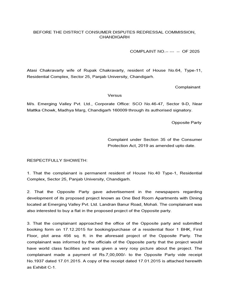 Consumer Complaint Against Emerging Valley | PDF