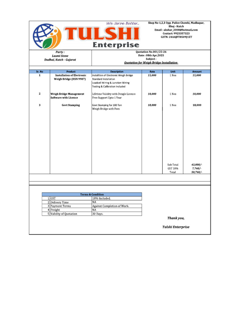Tulsi Ent, New Permit Weibrighe 100mt | PDF