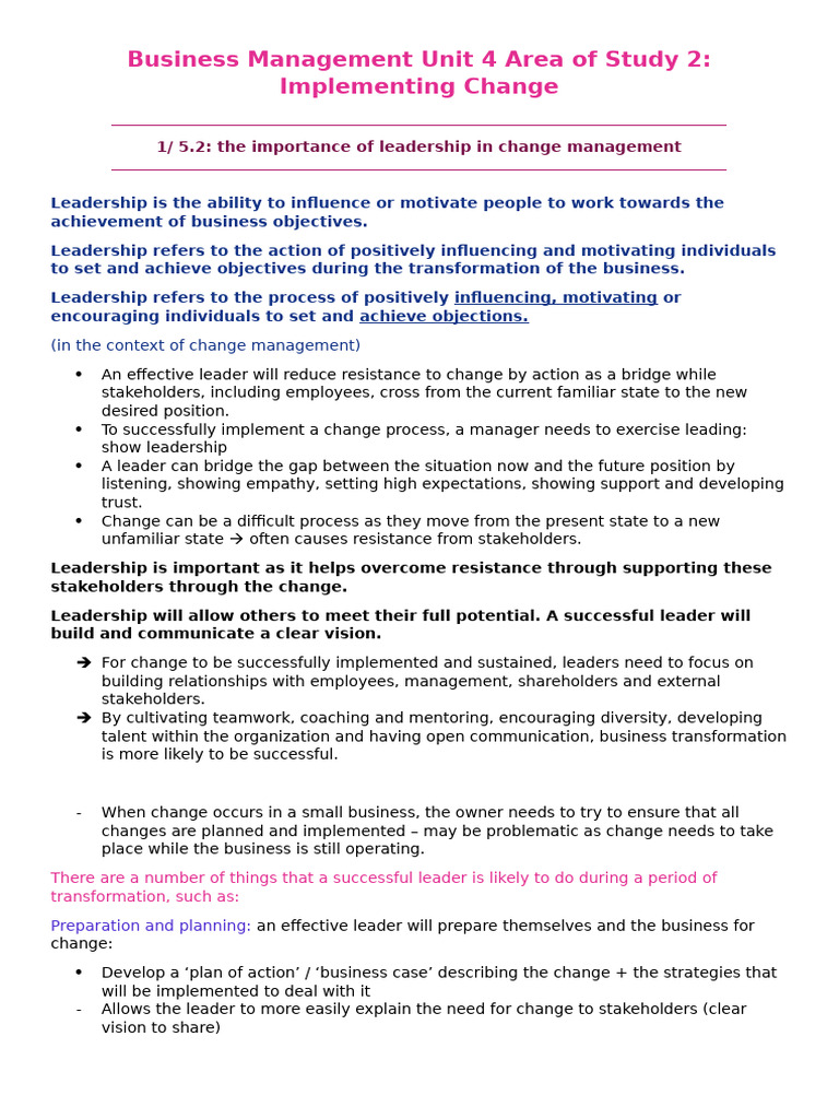 Leadership in Change Management Strategies | PDF | Organizational ...