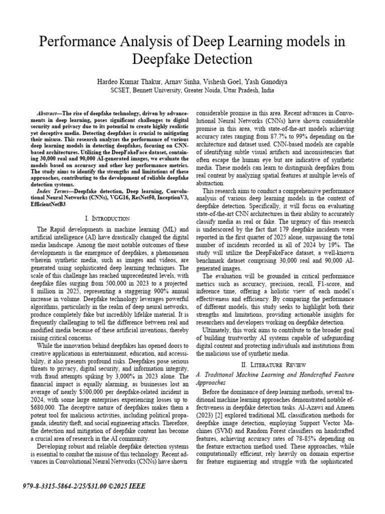 Deep Learning in Deepfake Detection Analysis | PDF | Deep Learning ...