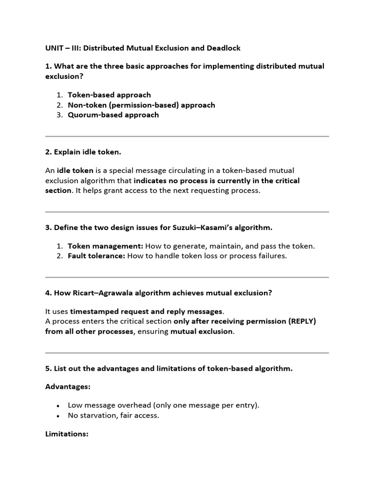 Distributed Mutual Exclusion & Deadlock Management | PDF | Cloud ...