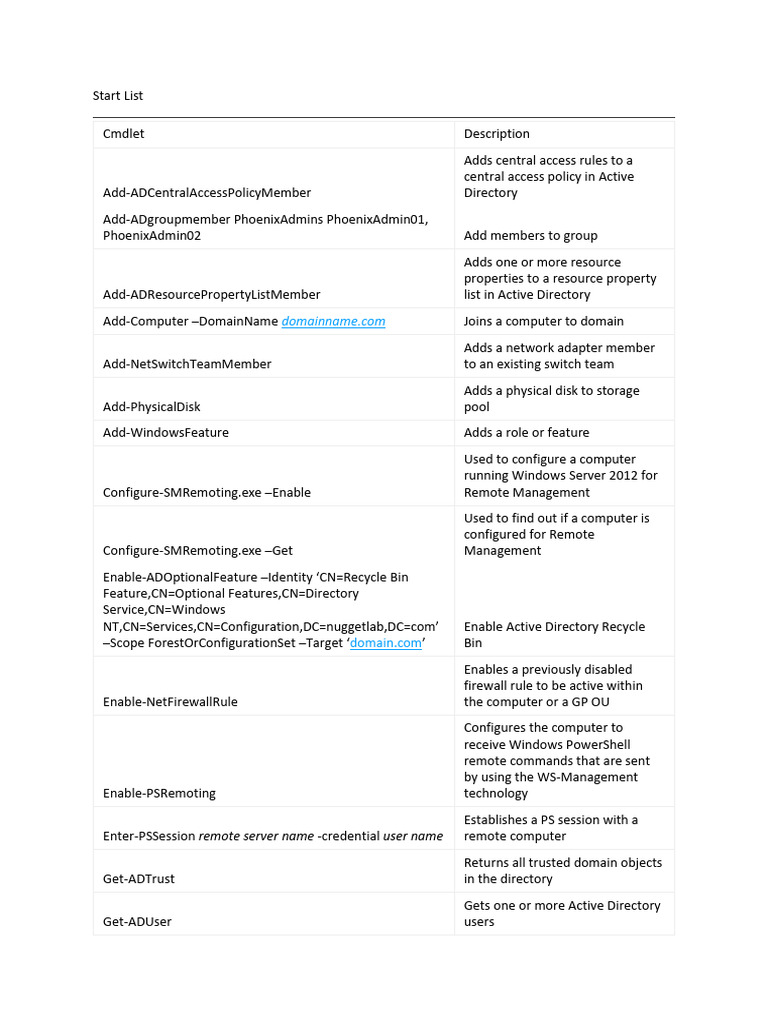 Essential PowerShell Cmdlets for AD Management | PDF | Active Directory ...