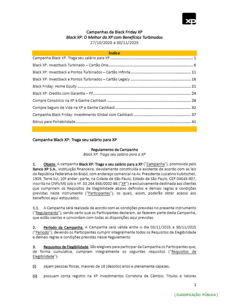 Campanha Black XP: Benefícios e Requisitos | PDF | Investimentos | Crédito