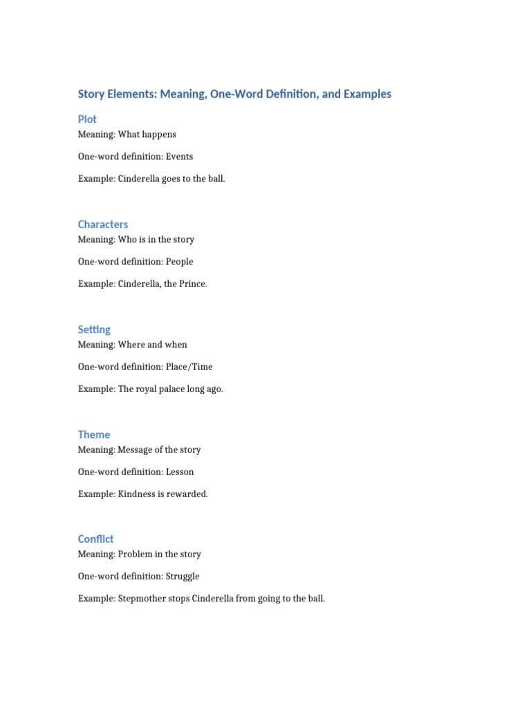Story Elements: Definitions & Examples | PDF