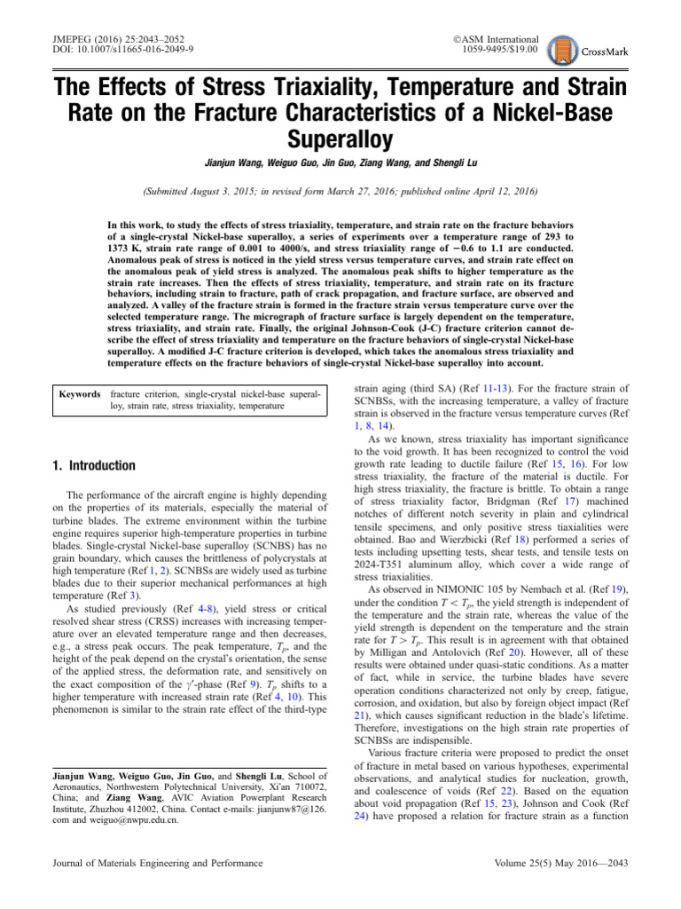 The Effect of Stress Triaxiality - Temperature - Strain Rate On ...
