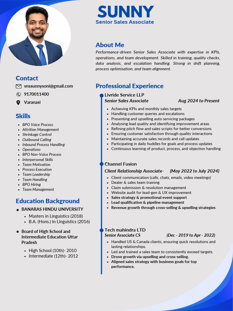 Sunny Senior Sales Associate | PDF | Sales | Business
