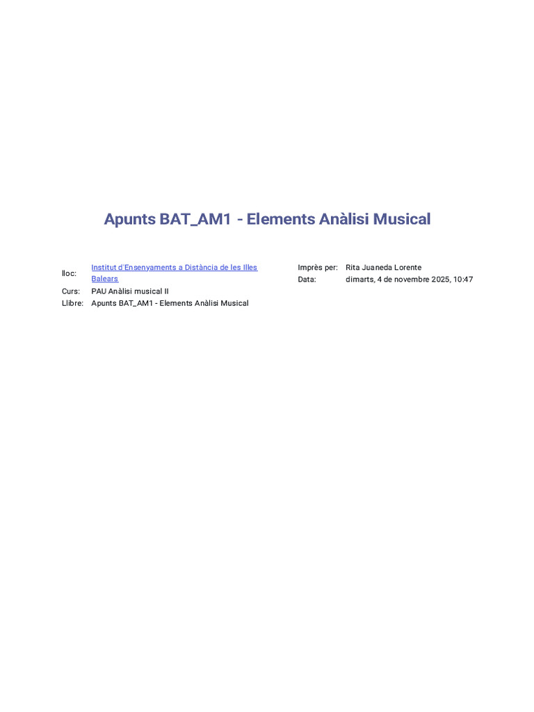 Apunts BAT - AM1 - Elements Anàlisi Musical | PDF
