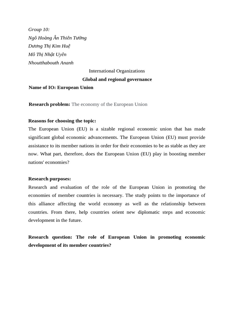 EU's Role in Member Economies | PDF | European Union | Economies