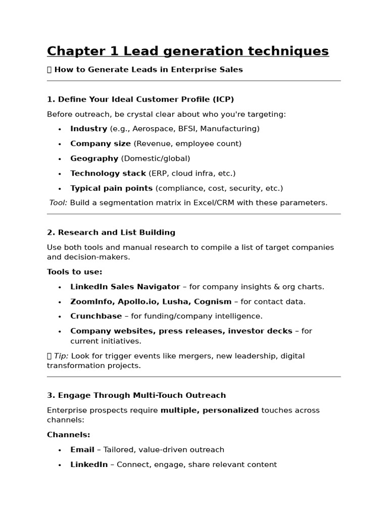 Enterprise Lead Generation Strategies | PDF | Customer Relationship ...