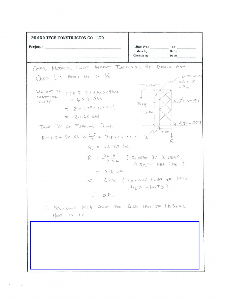 Draft Calculation Check of Material Hoist | PDF