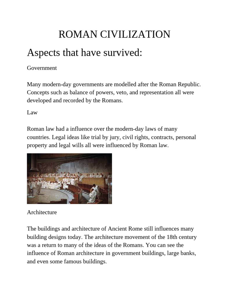 Influence of Roman Civilization Today | PDF