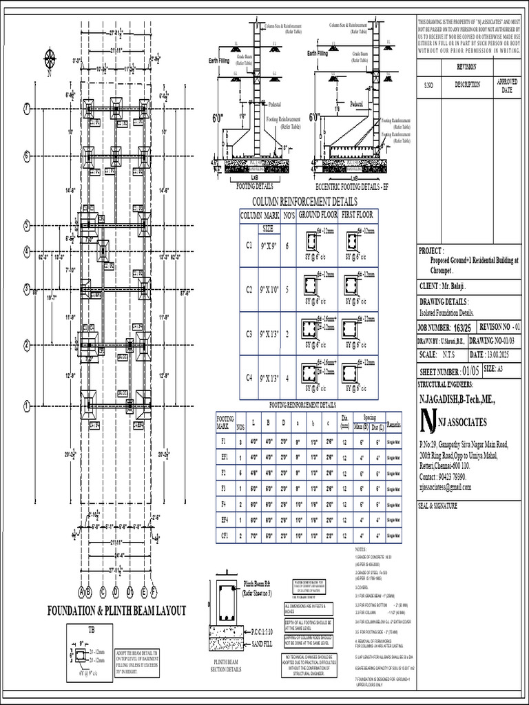 Foundation and Structural Details for Residential Building | PDF ...