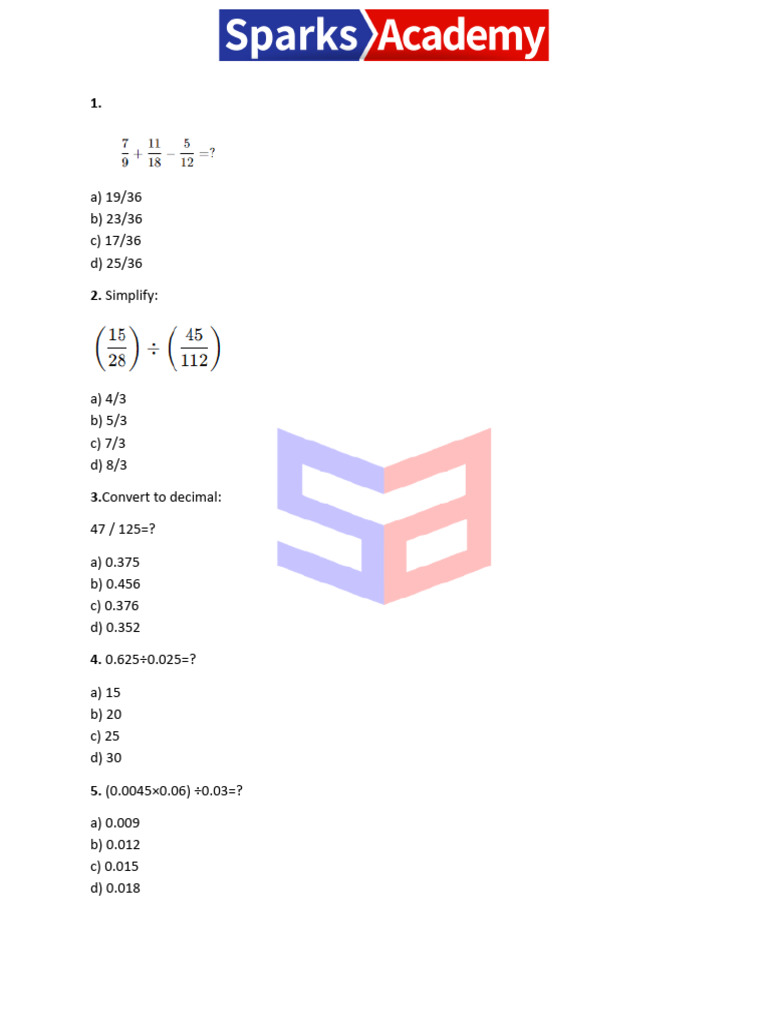 Math Practice Questions and Answers | PDF