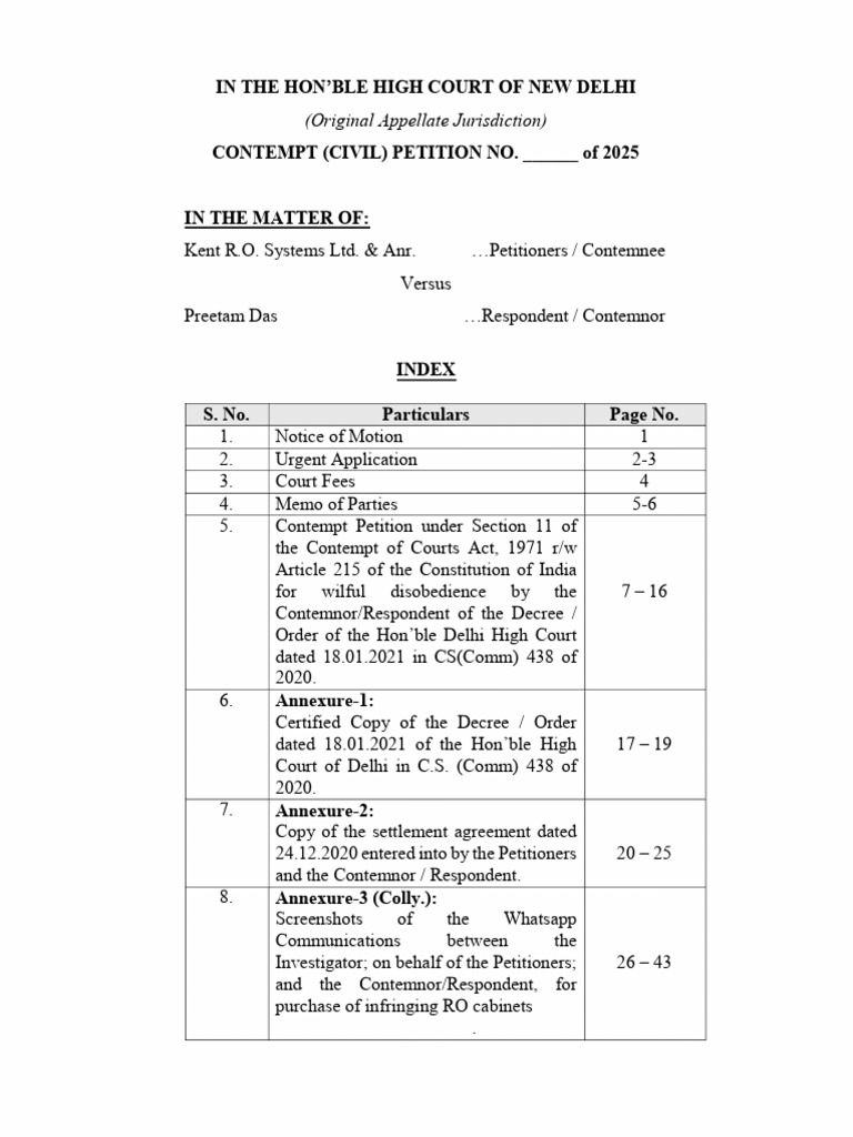 Final Contempt Petition | PDF | Contempt Of Court | Affidavit