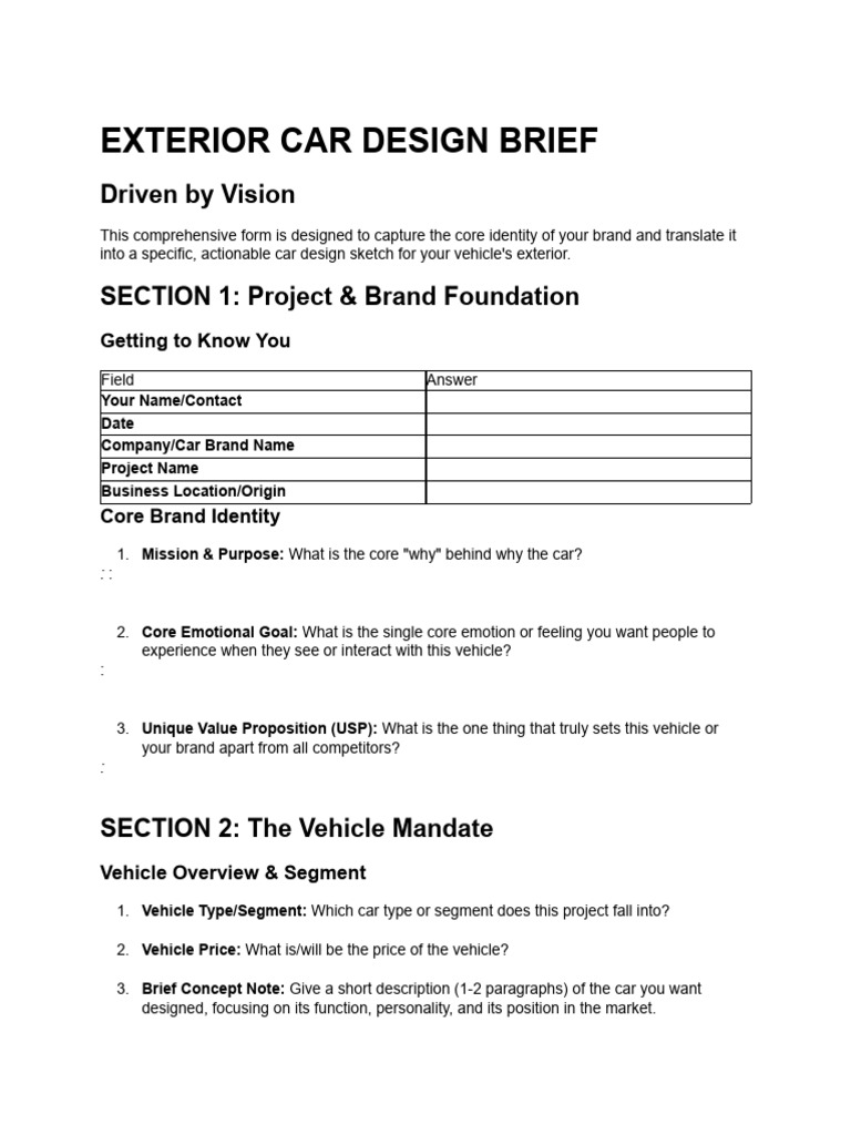 Exterior Car Design Brief (Draft 3) | PDF | Brand | Copyright