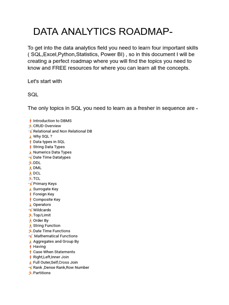 Data Analytics Skills Roadmap Guide | PDF | Outlier | Applied Mathematics