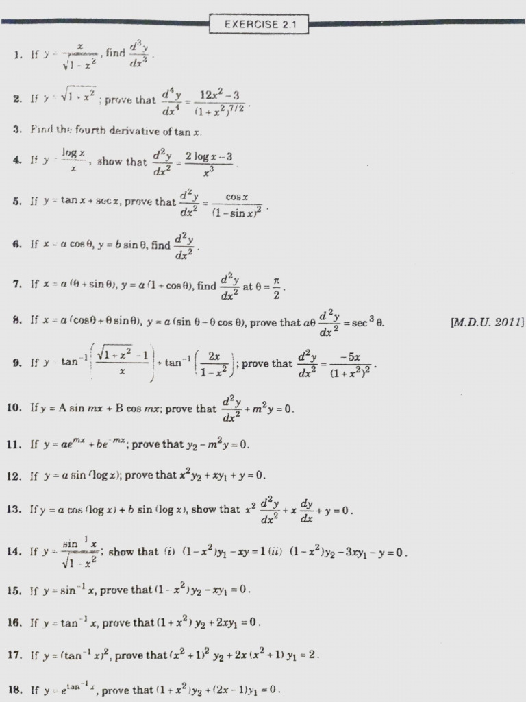 Advanced Derivative Exercises and Proofs | PDF | Calculus ...