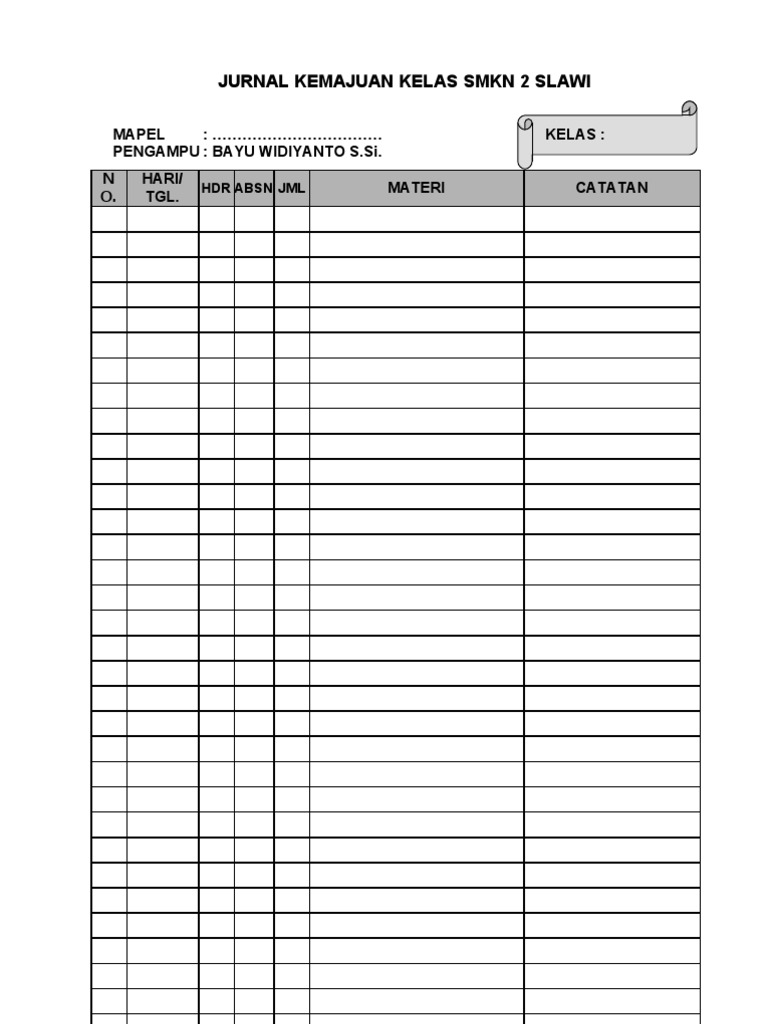 Jurnal Kemajuan Kelas Smkn 2 Slawi Pdf
