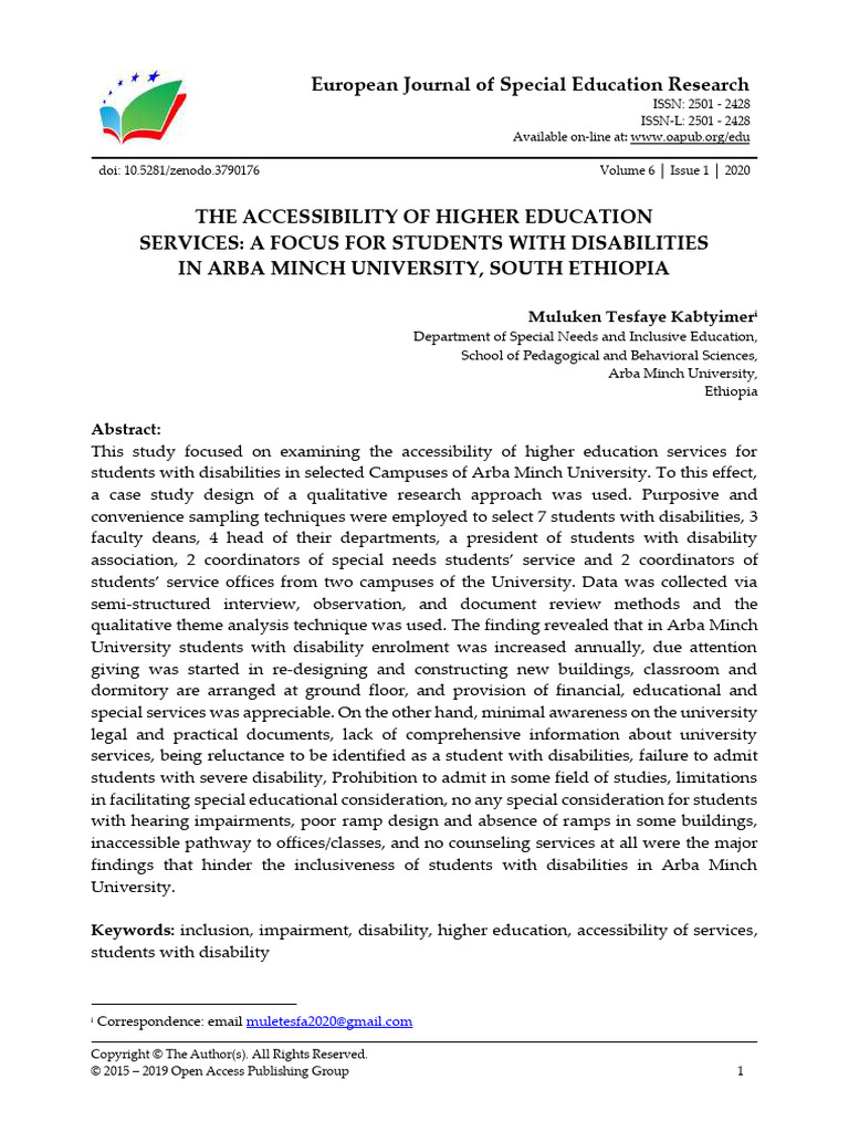 Accessibility of Higher Education for Disabilities | PDF | Special ...