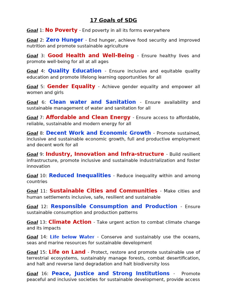 Overview of SDG Goals Explained | PDF