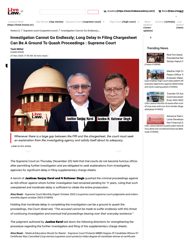 Supreme Court Ruling on Investigation Delays | PDF | Supreme Court Of ...