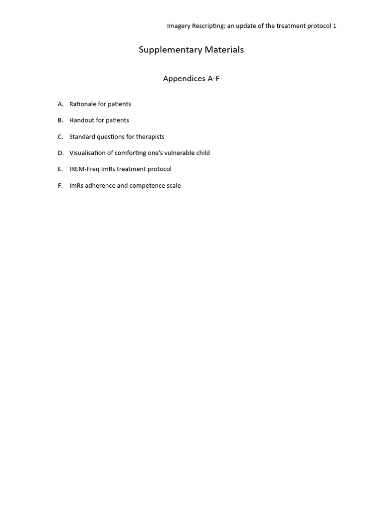 Updated Imagery Rescripting Protocol | PDF | Psychological Trauma | Shame