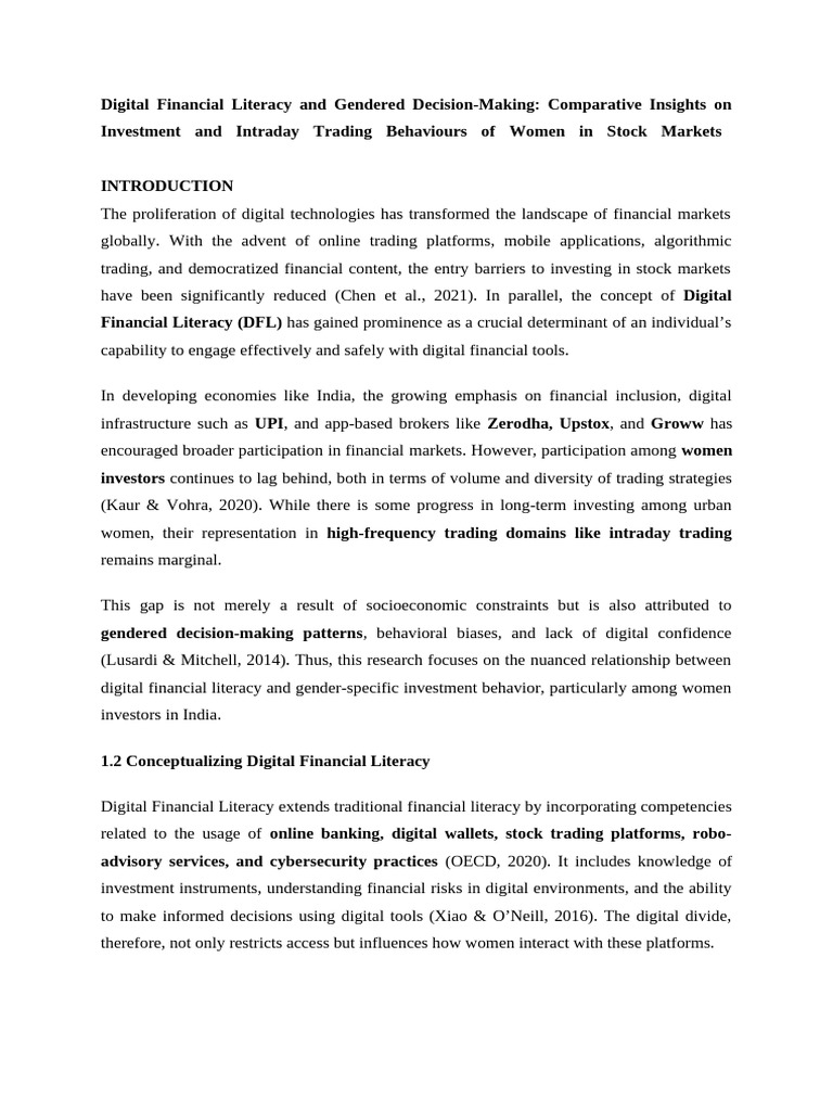 Digital Financial Literacy and Gendered Decision | PDF | Sampling ...