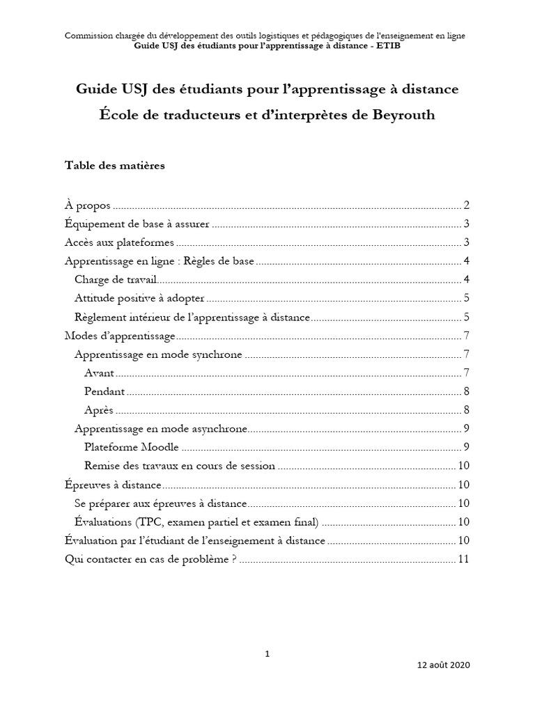 Guide USJ pour l'apprentissage à distance | PDF | Technologies de l ...
