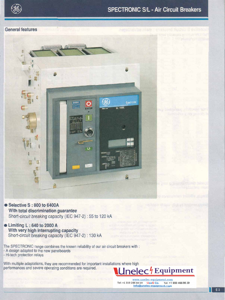 400v LT Ge Spectronic SL Air Circuit Breaker | PDF