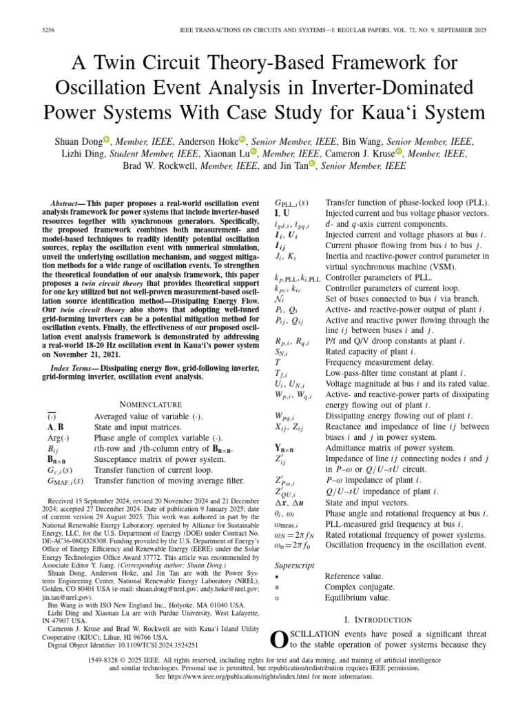 Oscillation Analysis in Inverter Power Systems | PDF | Electrical ...