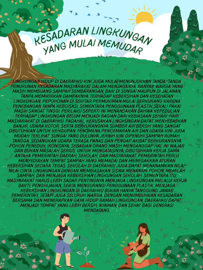 Hijau Ilustrasi Mari Menjaga Lingkungan Poster PDF | PDF