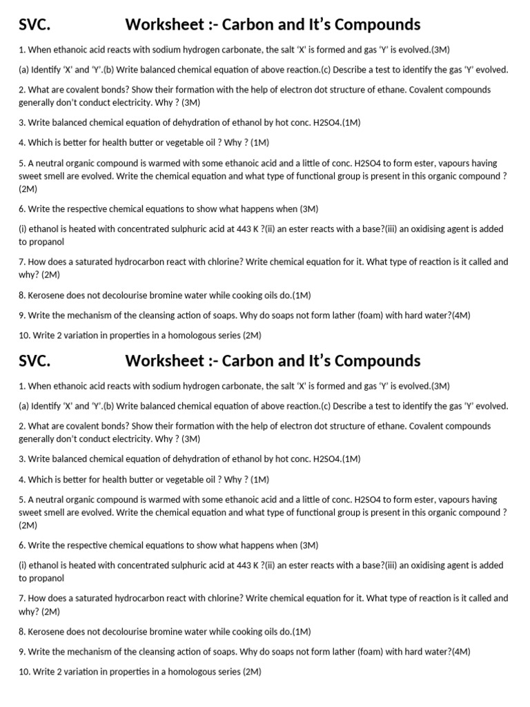 Carbon and Compound Test 26 Nov 22 | PDF | Ethanol | Sulfuric Acid