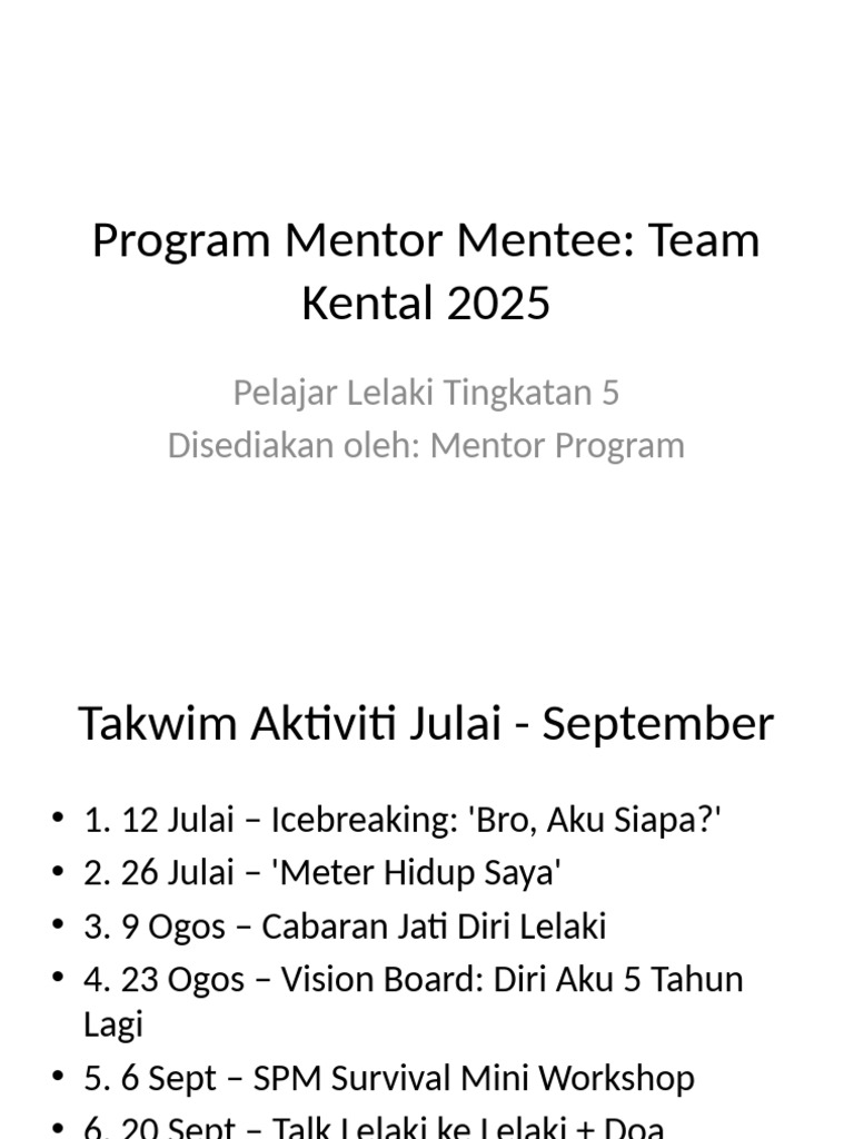 Program Mentor Mentee TeamKental2025 | PDF