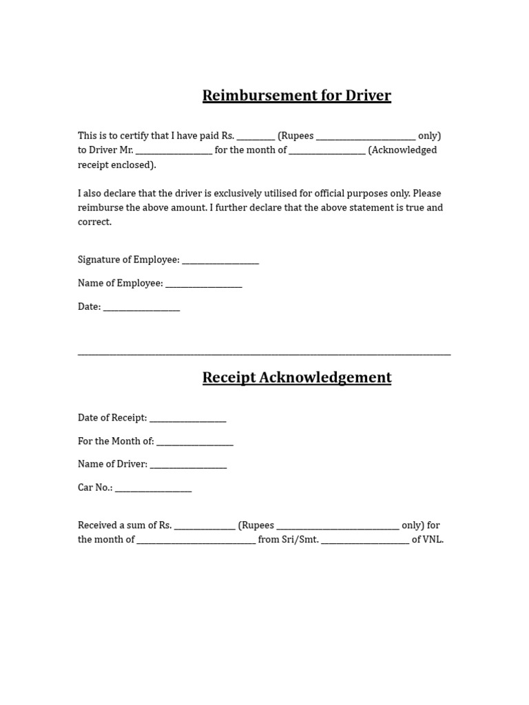 Driver Reimbursement Certification Form | PDF