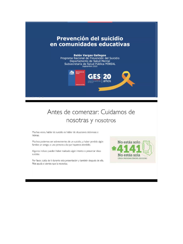 Prevención del Suicidio en Escuelas Chile | PDF | Suicidio | Comportamiento