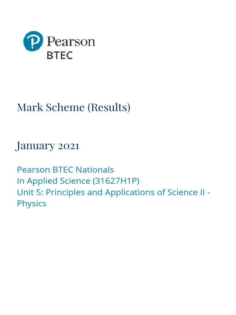 Unit 5 Physics Mark Scheme | PDF | Thermodynamics | Applied And ...