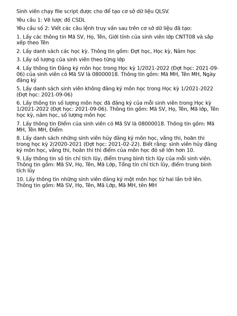 Bai Tap Thuc Hanh So 2 QLSV | PDF