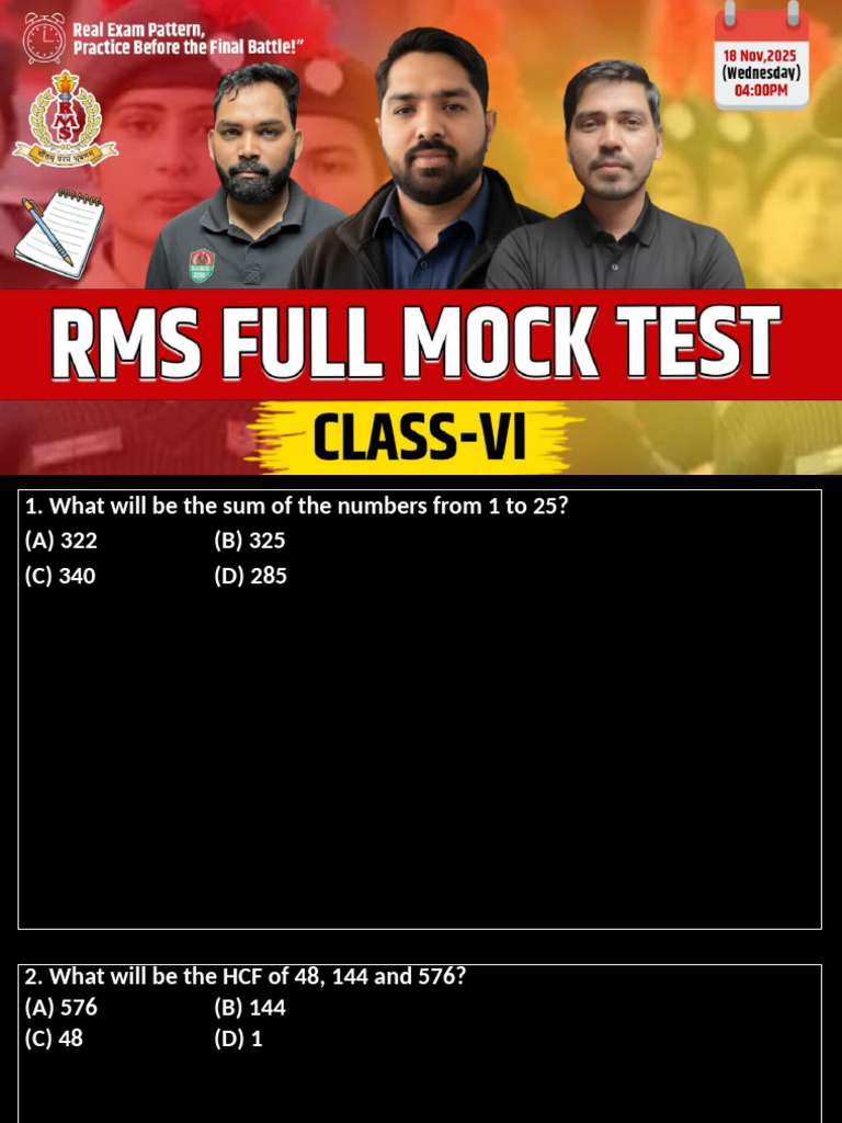 Full Mock Test Class VI | PDF